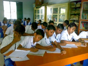 Students participating in Essay Competition